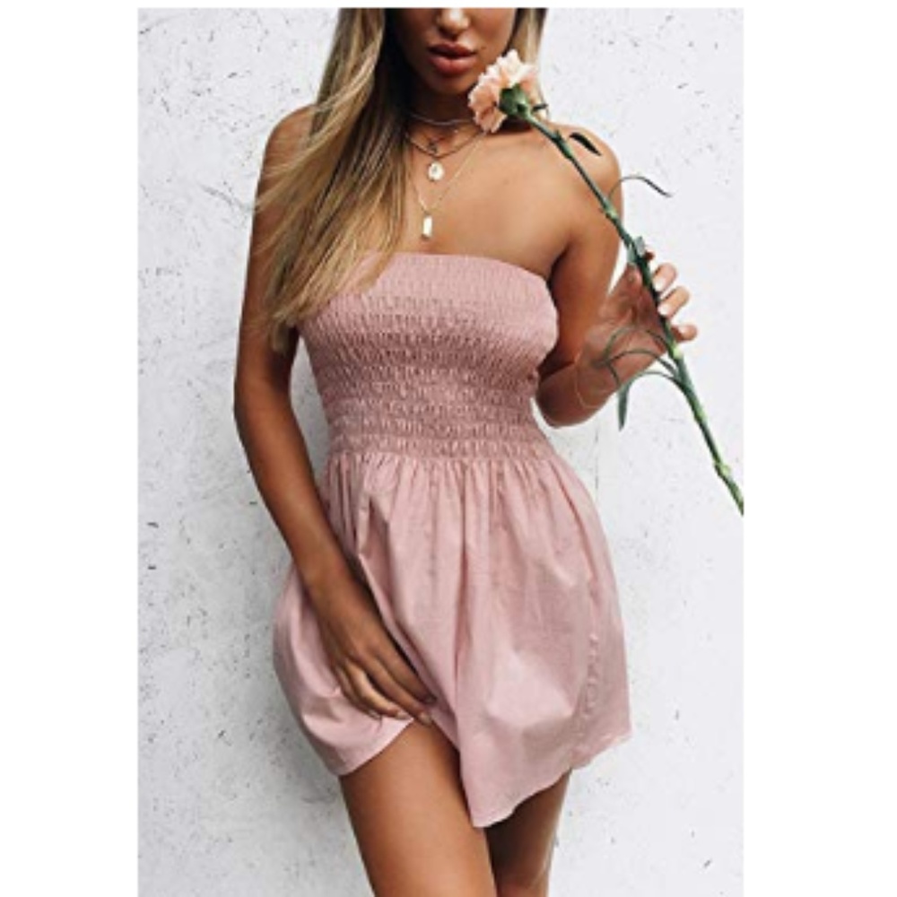 NWT Women's Solid Tube Top Beach Mini Dress